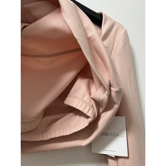 Beyond Yoga Heather Rib Frame Crop Pullover Top Size L Pink Athleisure Gym Yoga - Picture 4 of 8